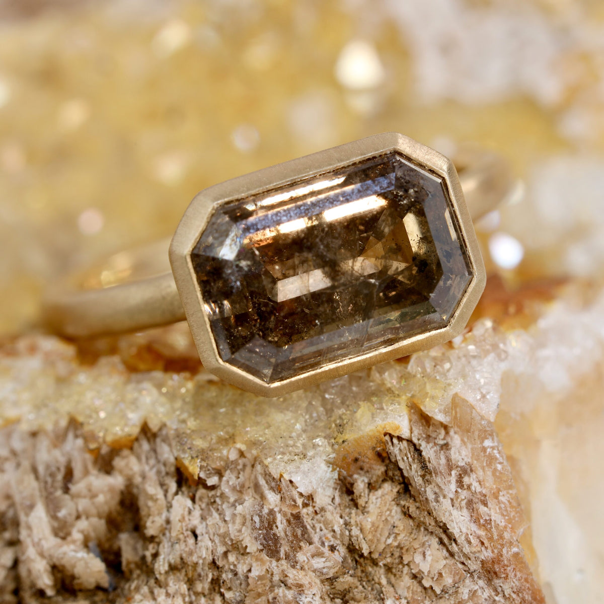 Cognac Diamond Bezel Ring - R747 image 1