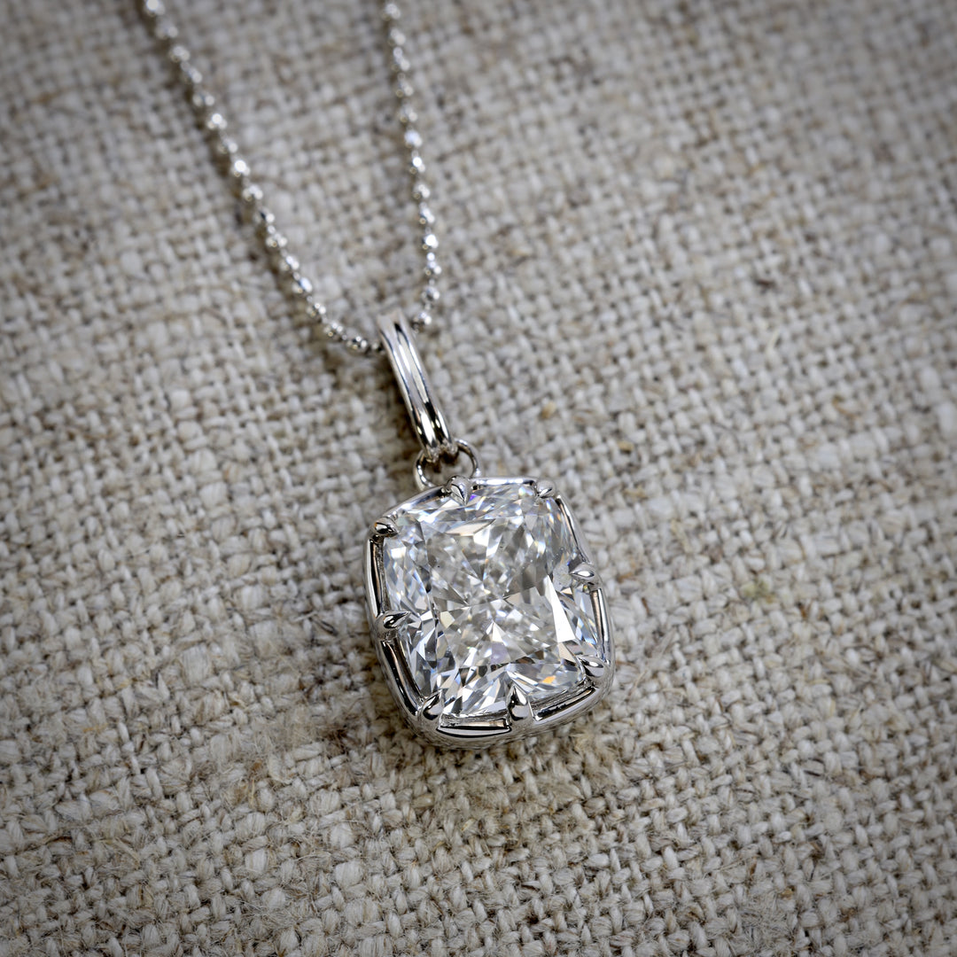 Georgian  Style Cushion Diamond Pendant