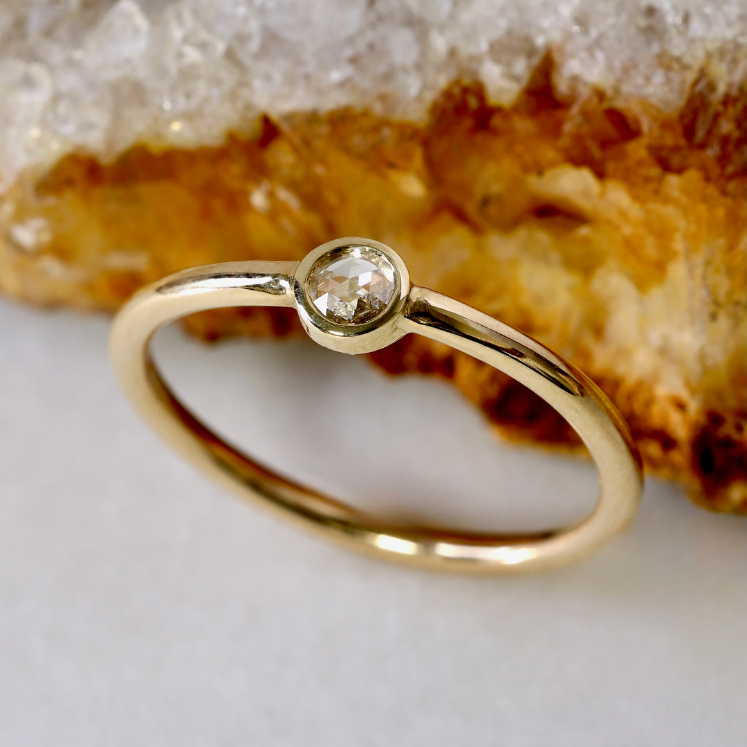 Rose Cut Diamond Bezel Stacker Ring