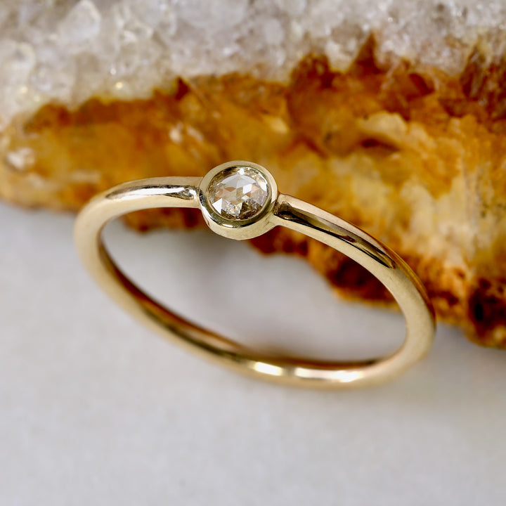 Rose Cut Diamond Bezel Stacker Ring