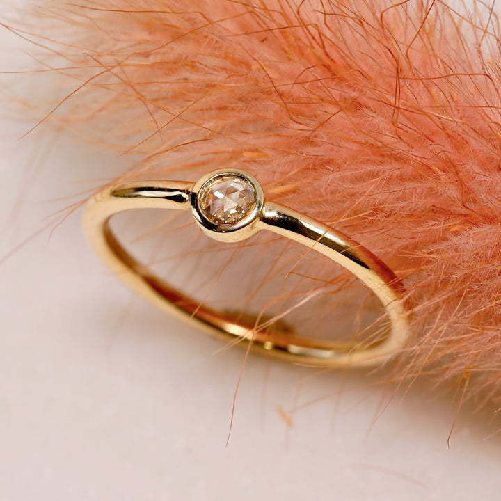 Rose Cut Diamond Bezel Stacker Ring