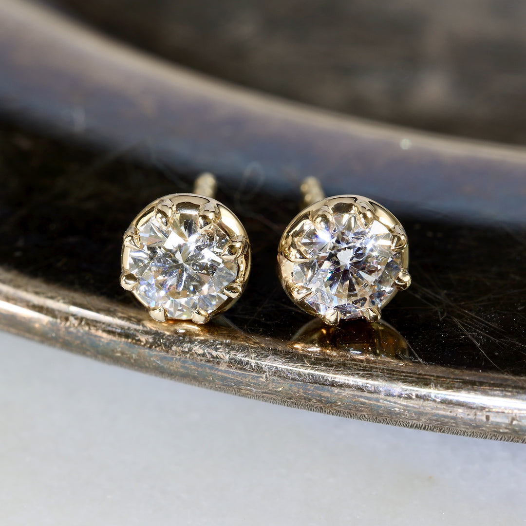Georgian Style Natural Diamond Stud Earrings