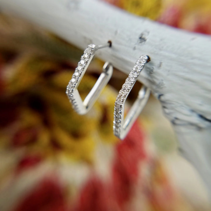 Geometric Hoop Diamond Earrings-Available for Special Order