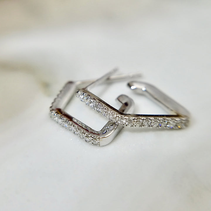 Geometric Hoop Diamond Earrings-Available for Special Order