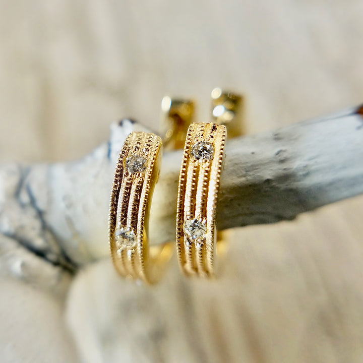 Huggie Earrings With Diamonds - SOLD, can be made to order