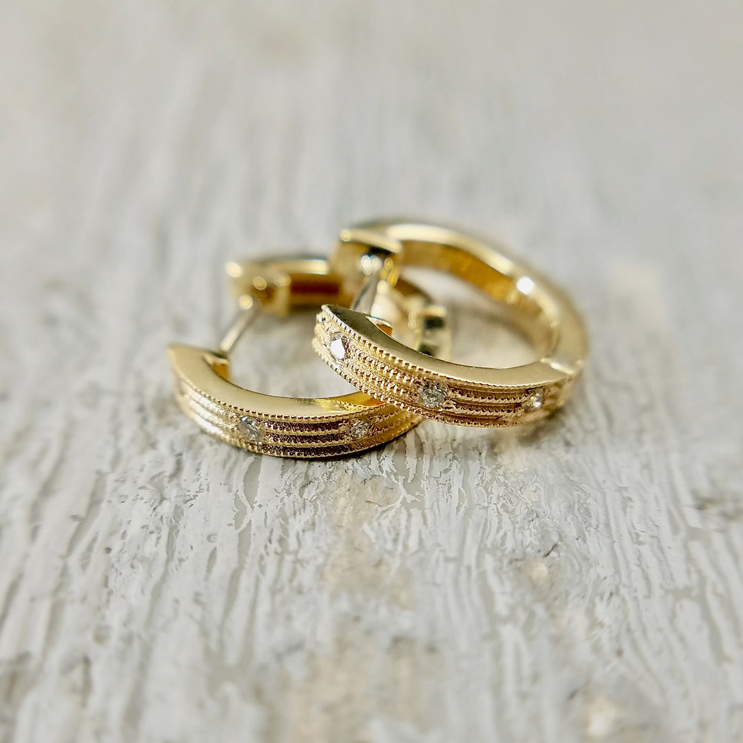 Huggie Earrings With Diamonds - SOLD, can be made to order