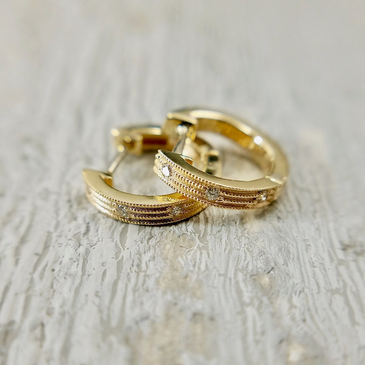 Huggie Earrings With Diamonds - SOLD, can be made to order