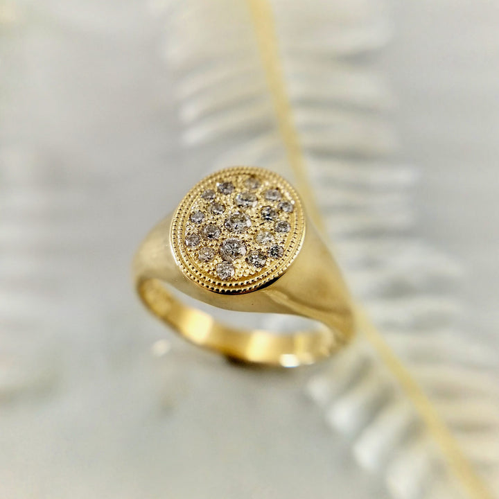 Gold Signet Ring With Diamonds - Made to Order