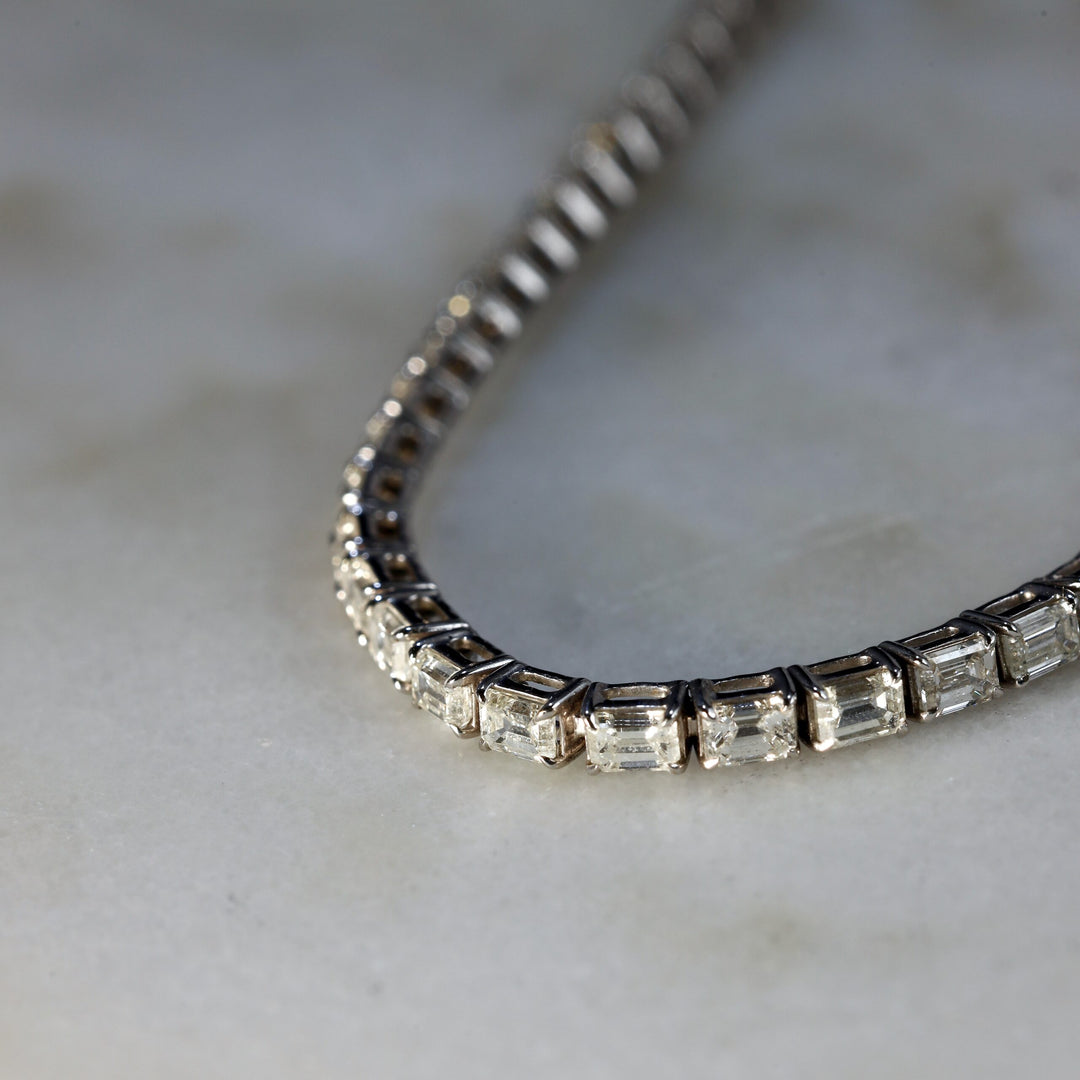 Natural Emerald Cut Diamond tennis Bracelet image 0