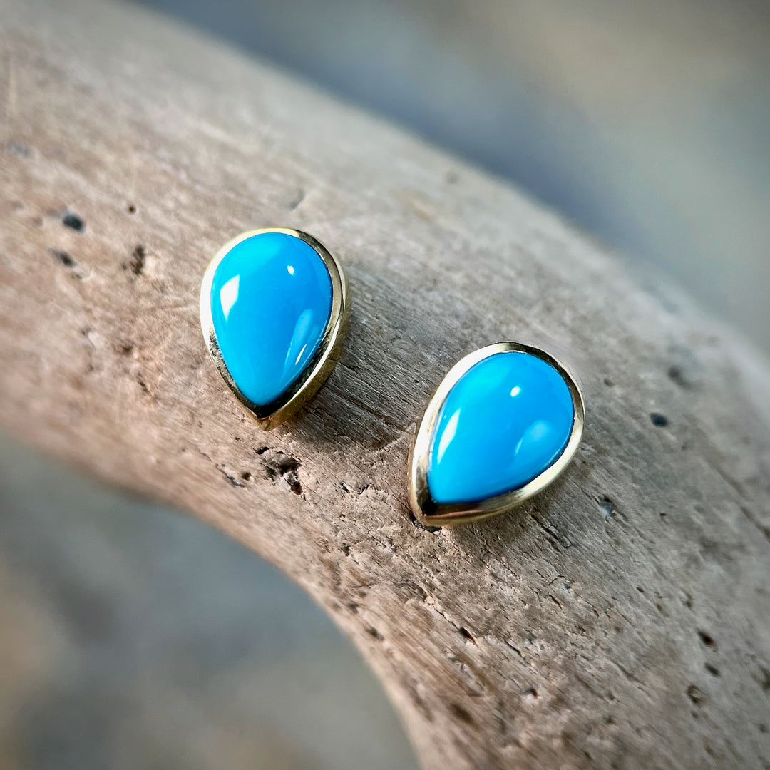 Pear-Shaped Turquoise Stud Earrings