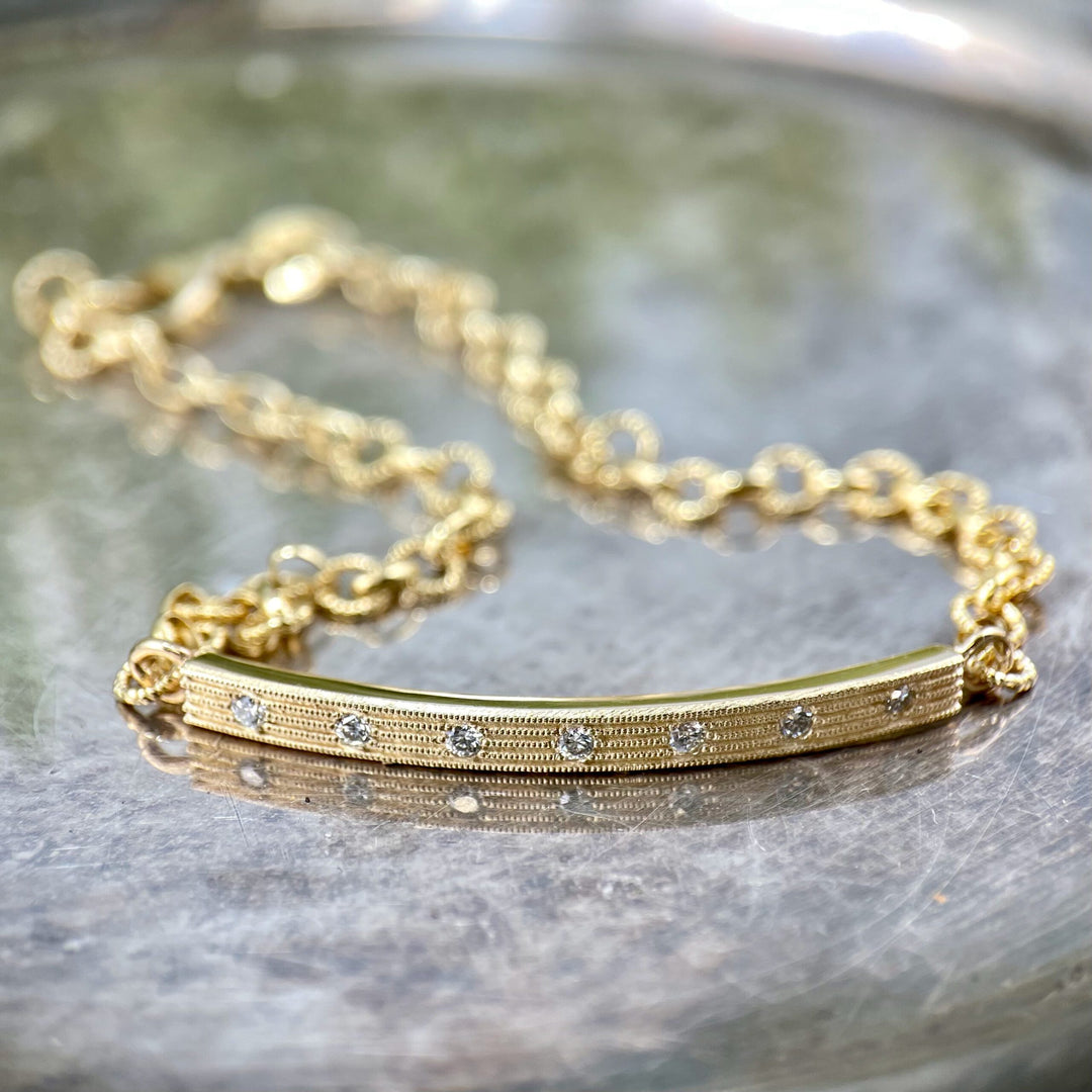 Fern Finish Bracelet with Diamonds - SOLD, Made to order