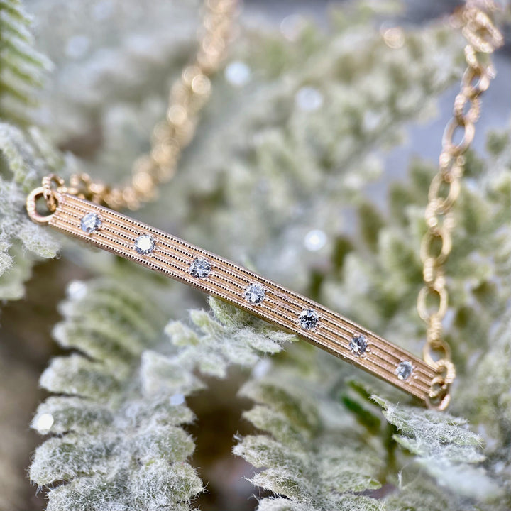 Fern Finish Bracelet with Diamonds - SOLD, Made to order