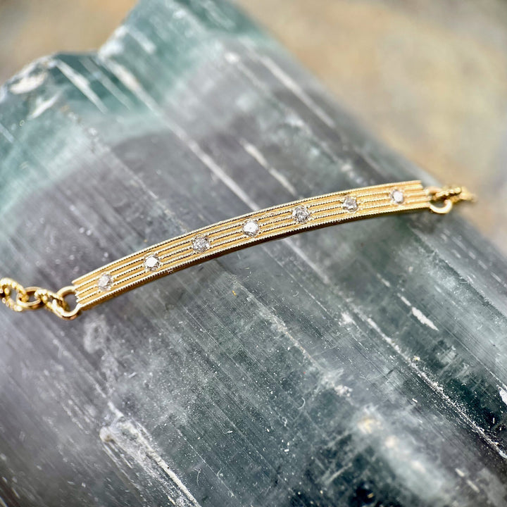 Fern Finish Bracelet with Diamonds - SOLD, Made to order