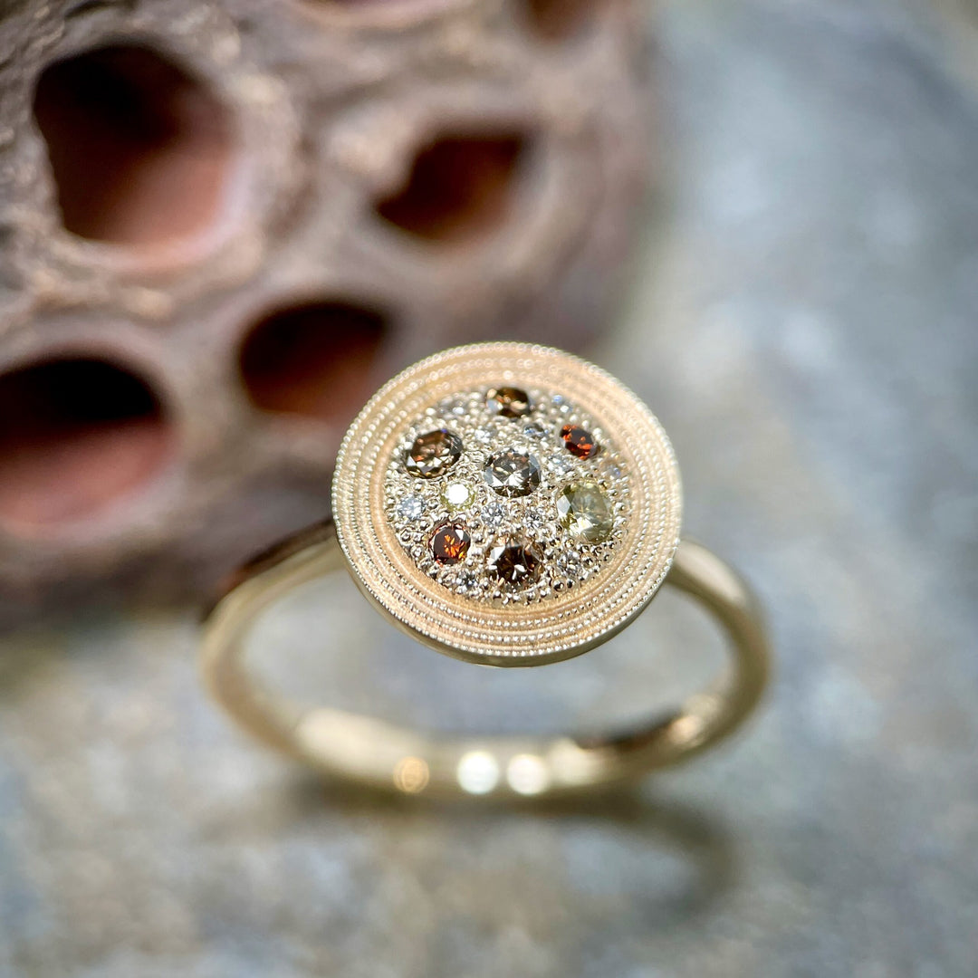 Disc Ring with Diamonds KK- SOLD
