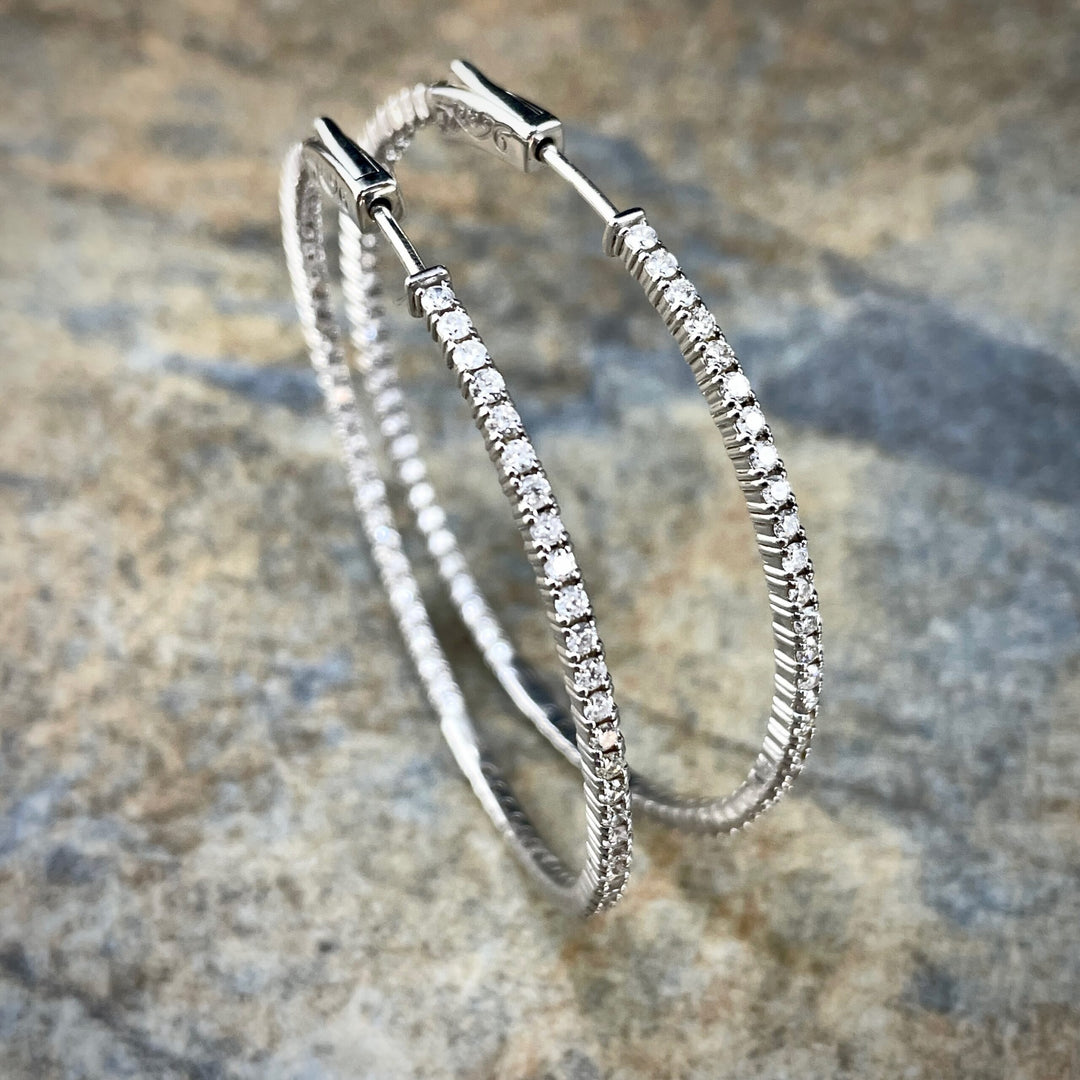 Diamond Hoop Earrings in White Gold