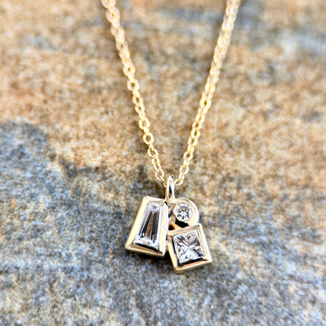 Bezel Diamond Cluster Pendant - SOLD