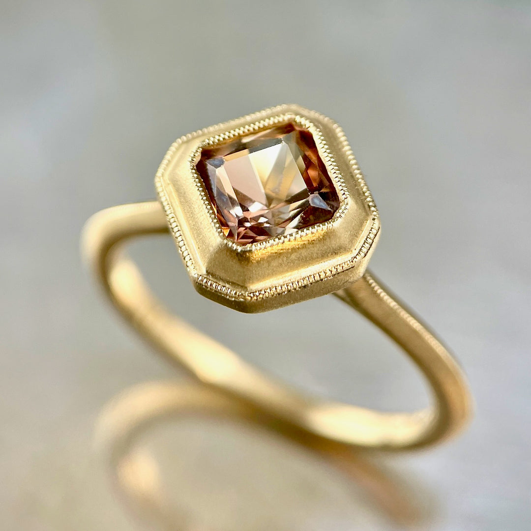 Peach Tourmaline Bezel Ring KK - SOLD