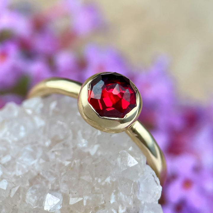Rose Cut Garnet Bezel Ring