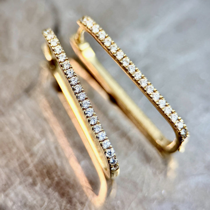 14K Yellow Gold Diamond Hoop Earrings - SOLD but made to order