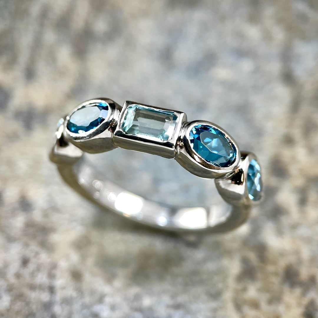 Blue Gemstone Bezel Band- SOLD