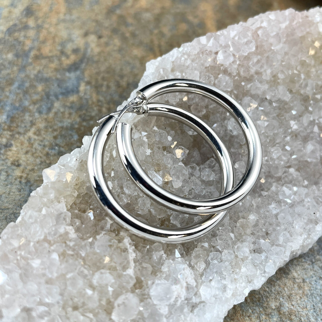 White Gold Hoop Earrings