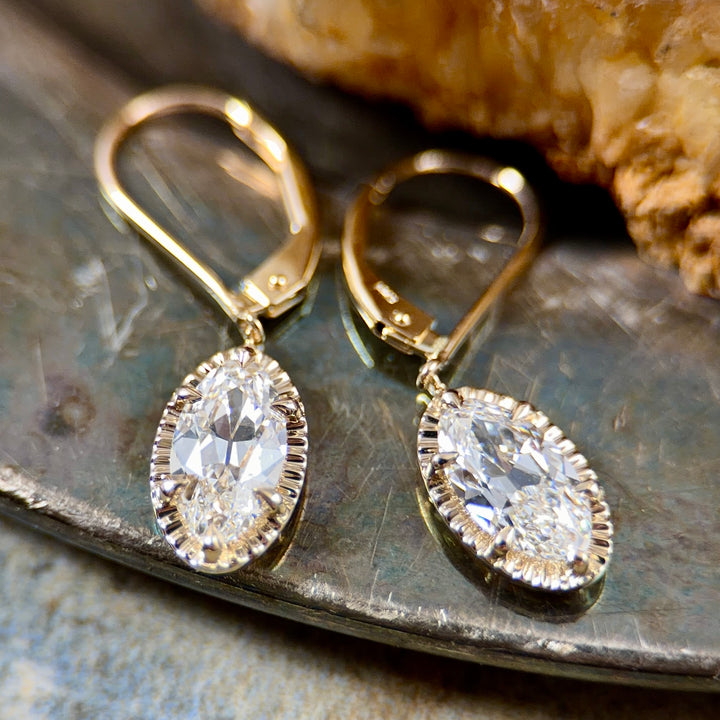 Moval Cut Lab Grown Diamond Drop Earrings