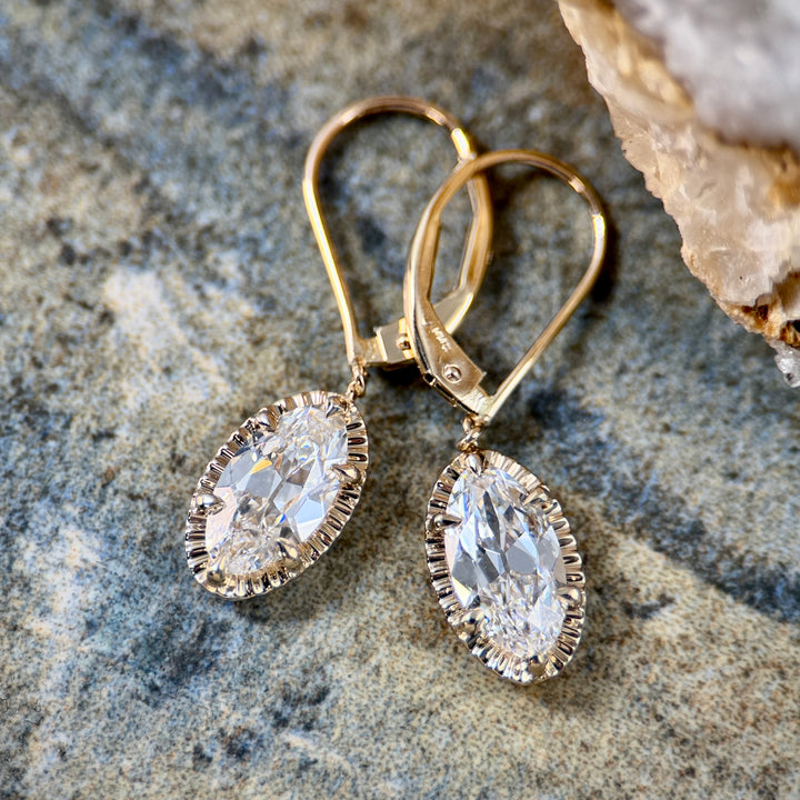 Moval Cut Lab Grown Diamond Drop Earrings
