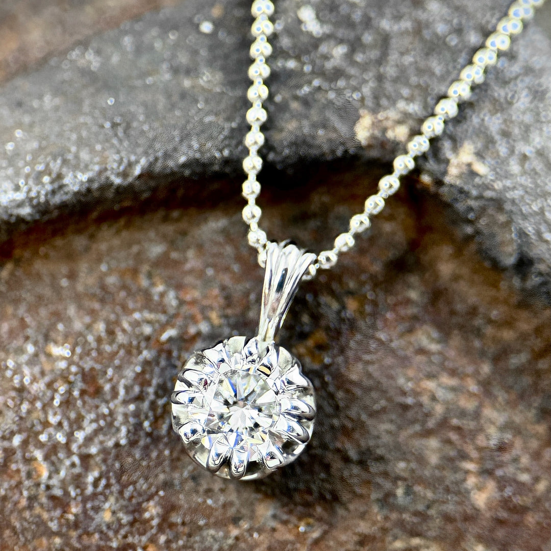 Diamond Pendant with Bead Chain -SOLD