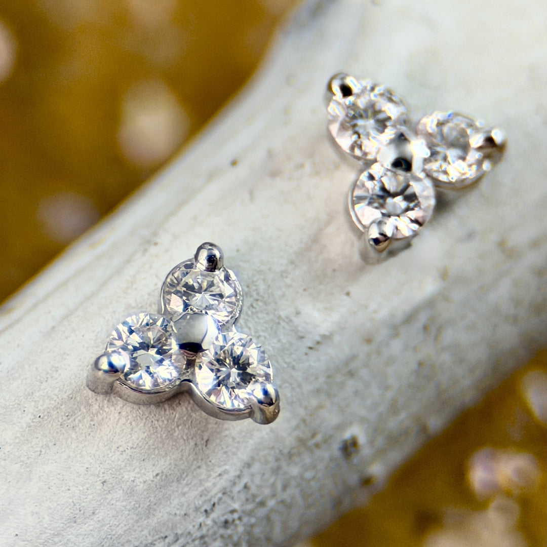 Diamond Cluster Earrings in White Gold