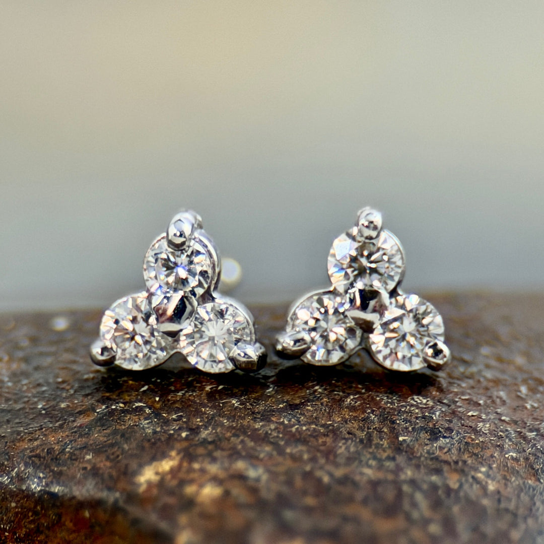 Diamond Cluster Earrings in White Gold
