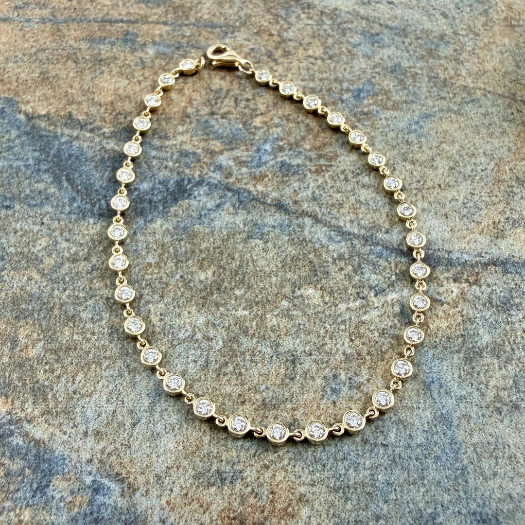Diamond Bezel Bracelet in Yellow Gold