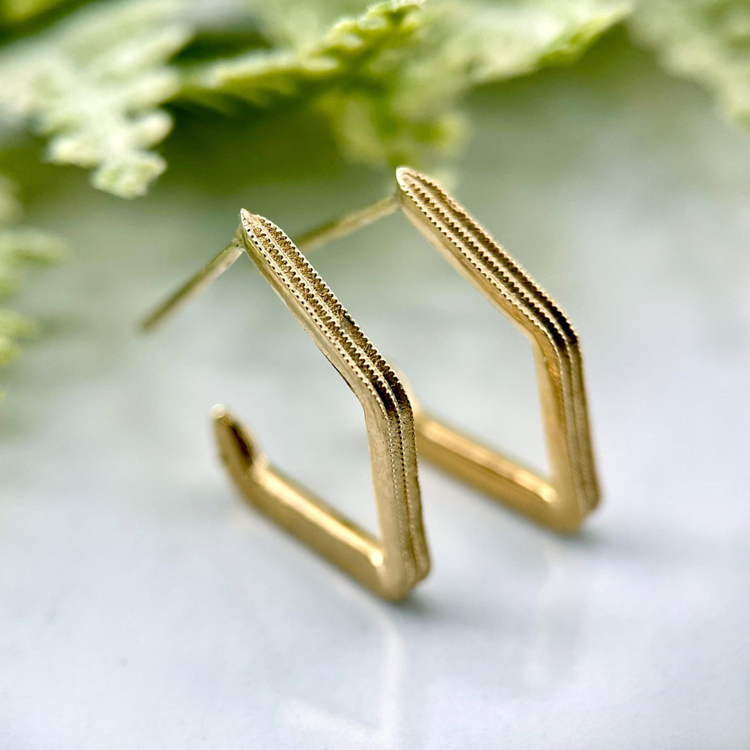 Smaller Geometric Gold Hoop Earrings- Available for special order