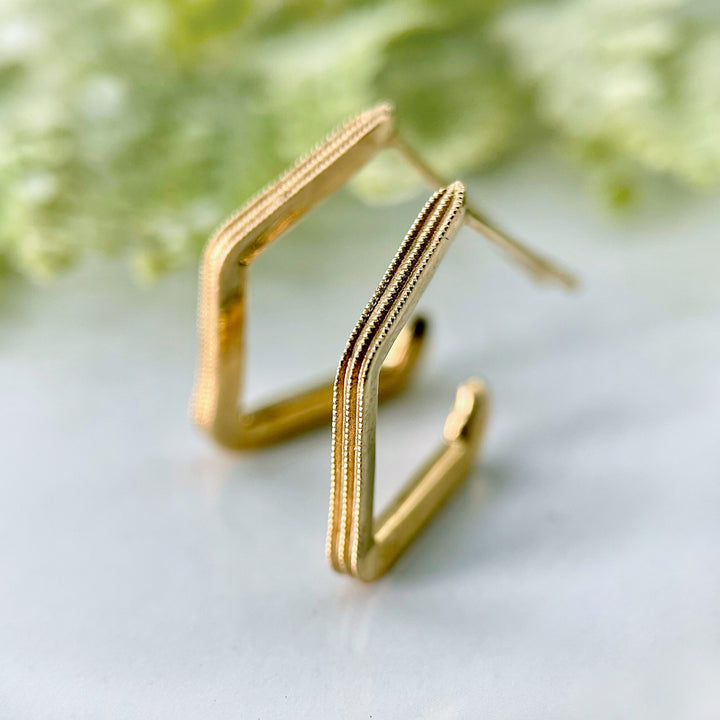 Smaller Geometric Gold Hoop Earrings- Available for special order