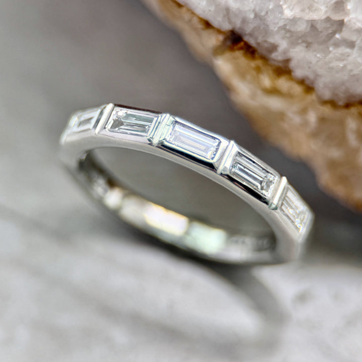 Platinum Band with Lab Grown Baguette Diamonds R742B