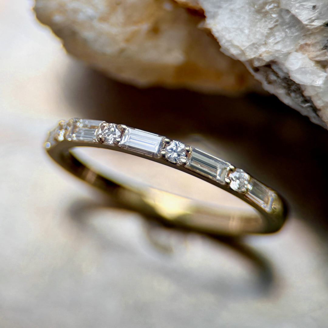 Lab Grown Baguette and Round Brilliant Cut Diamond Band