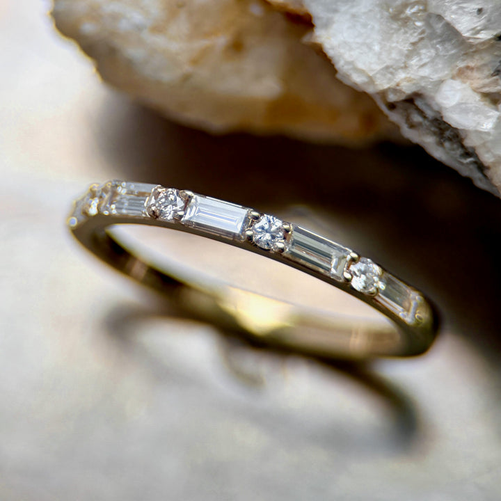Lab Grown Baguette and Round Brilliant Cut Diamond Band