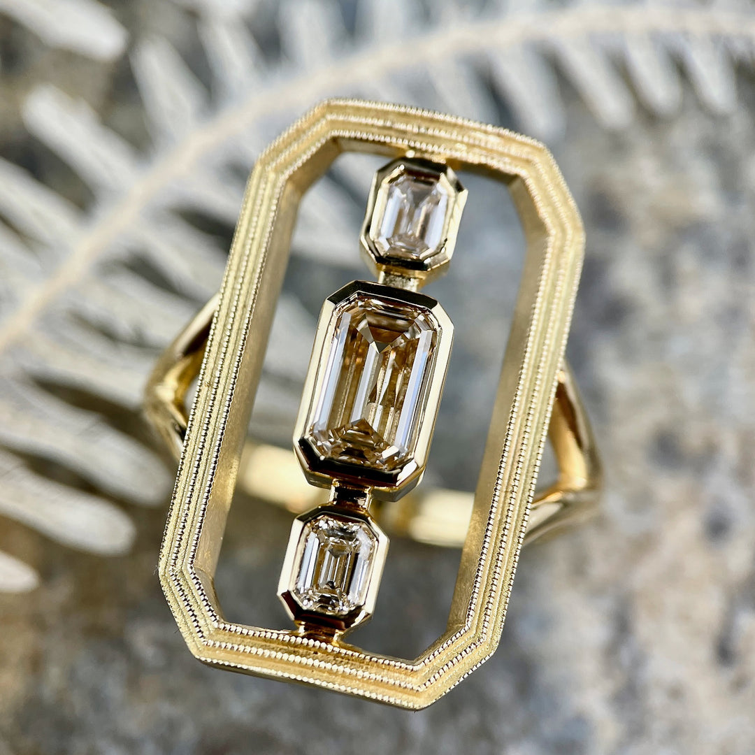Emerald Cut Diamond Frame Ring R 704- SOLD