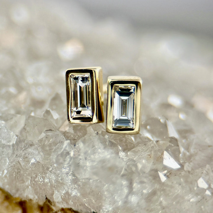 Natural Diamond Baguette Stud Earrings