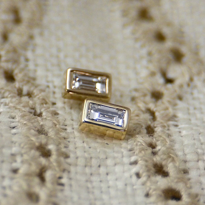 Natural Diamond Baguette Stud Earrings
