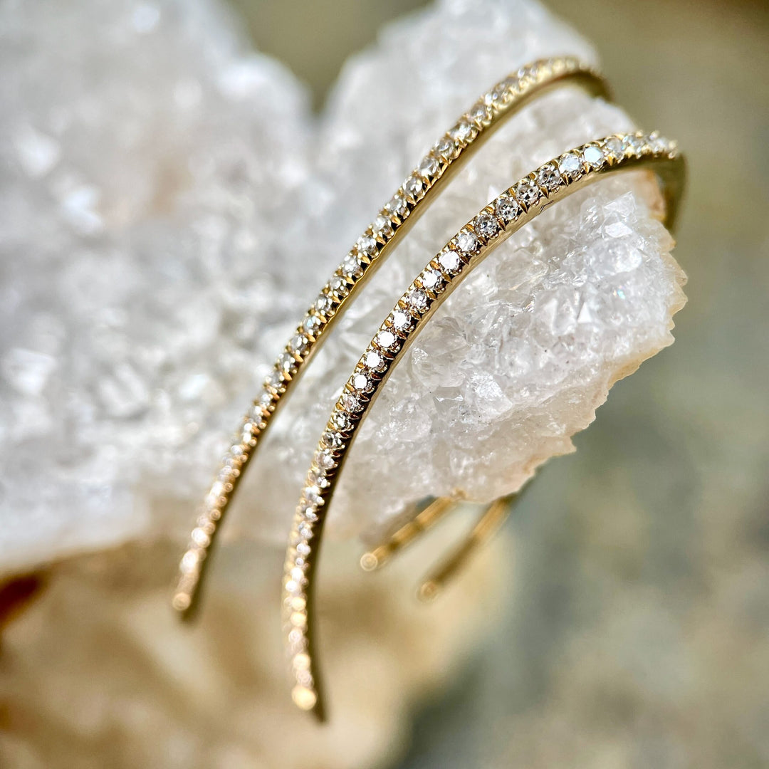 Wire Thread Earrings with Diamonds- Available for special order