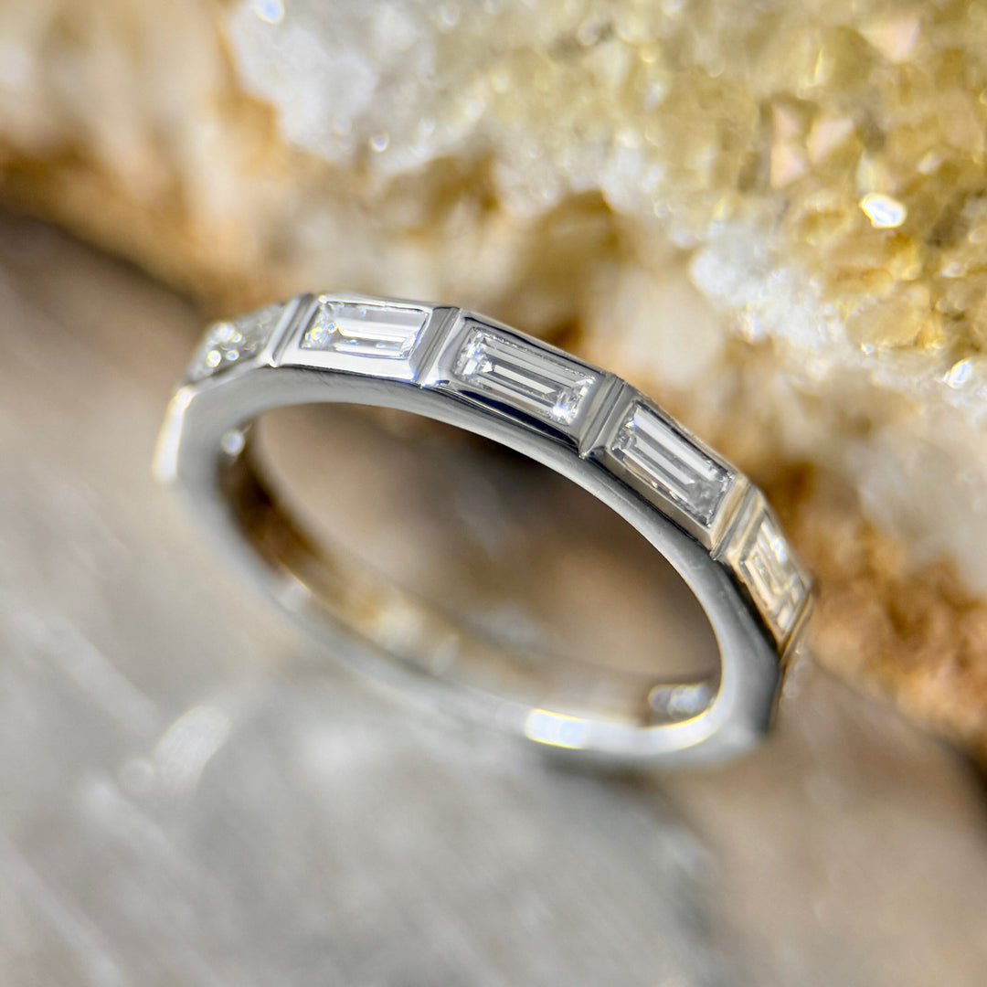 Platinum Band with Lab Grown Baguette Diamonds R742B