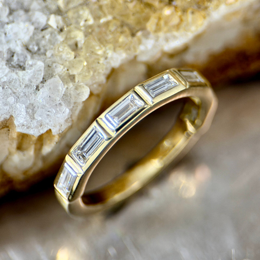 Yellow Gold Lab Grown Diamond Baguette Band R742B