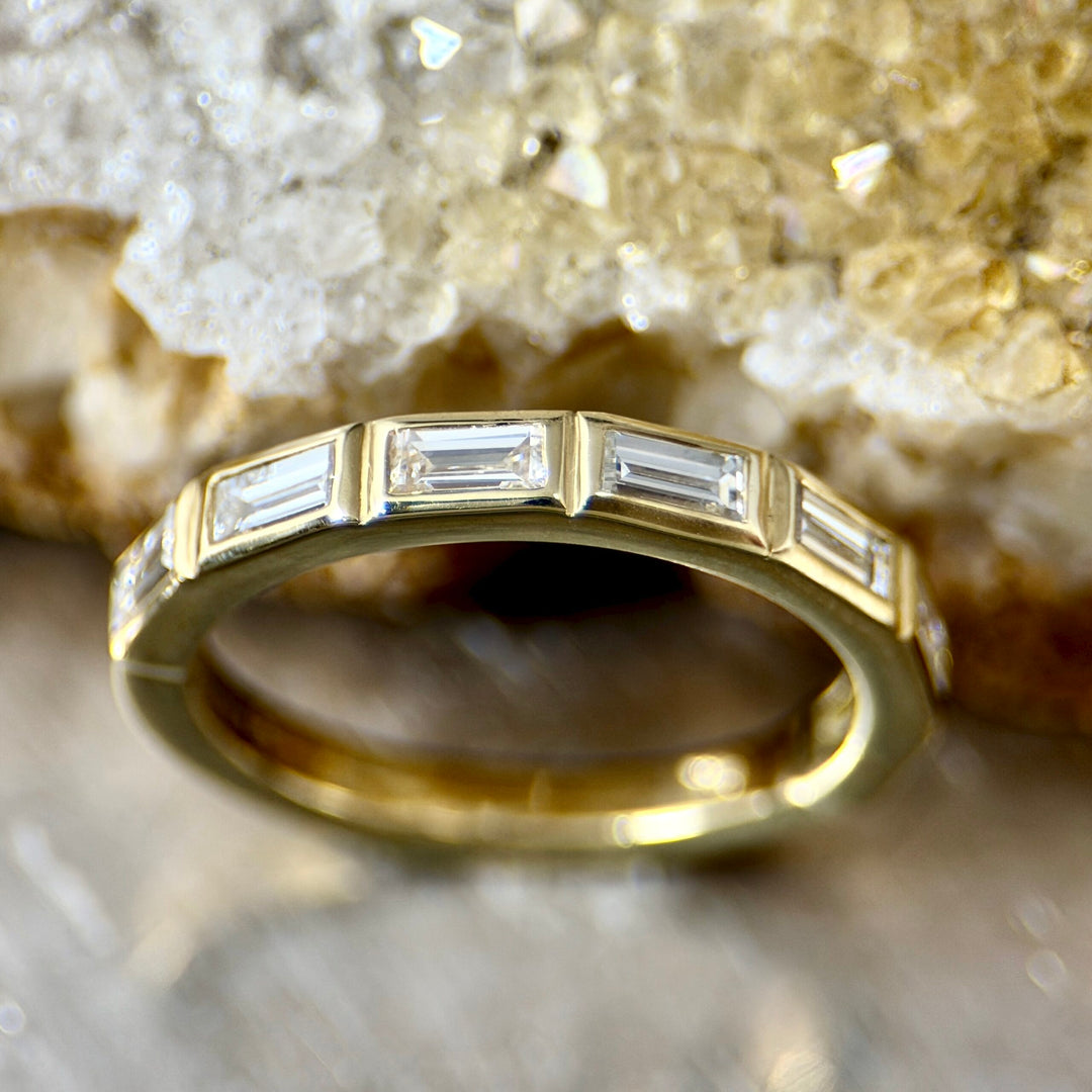 Yellow Gold Lab Grown Diamond Baguette Band R742B