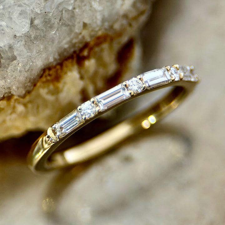 Lab Grown Baguette and Round Brilliant Cut Diamond Band