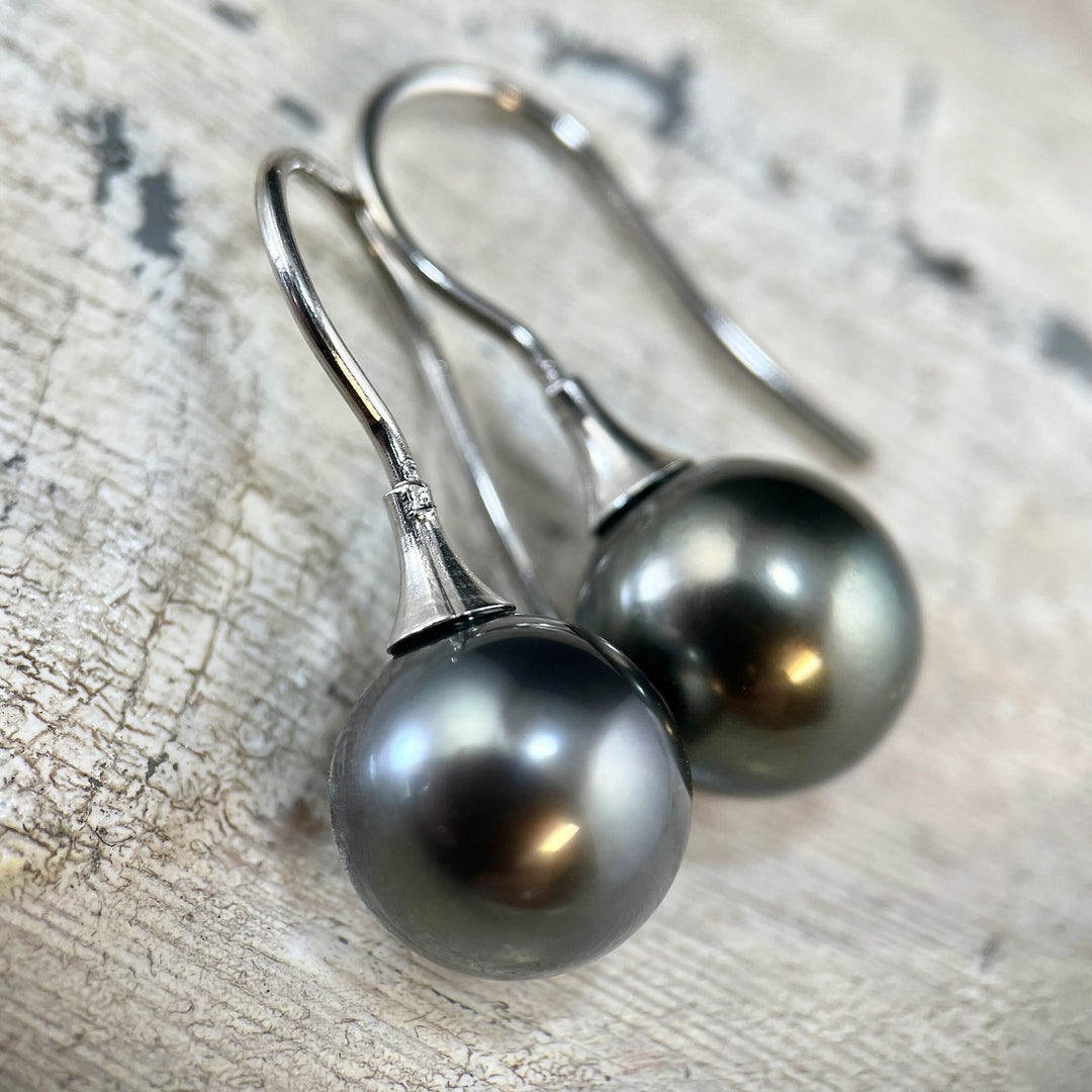 Black Tahitian Pearl Drop Earrings
