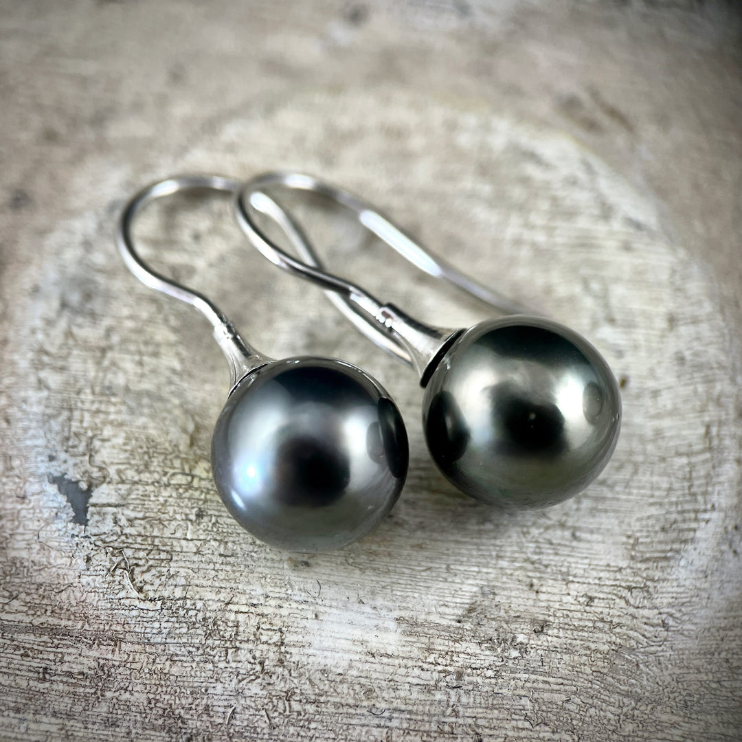 Black Tahitian Pearl Drop Earrings