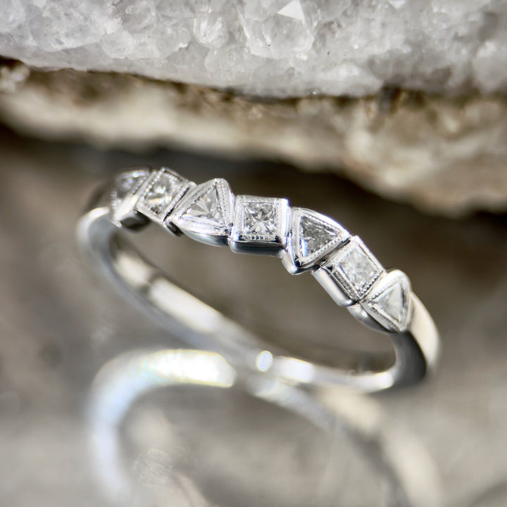 Bezel Set Diamond Trillion and PC Band