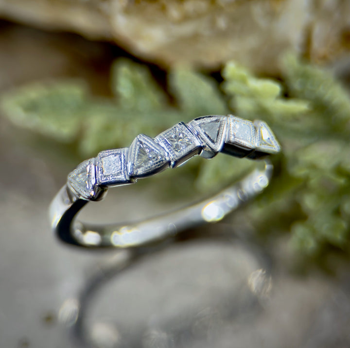 Bezel Set Diamond Trillion and PC Band