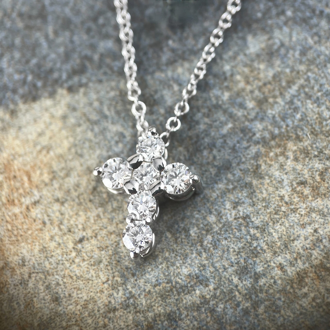 Diamond Cross Pendant in White Gold- SOLD