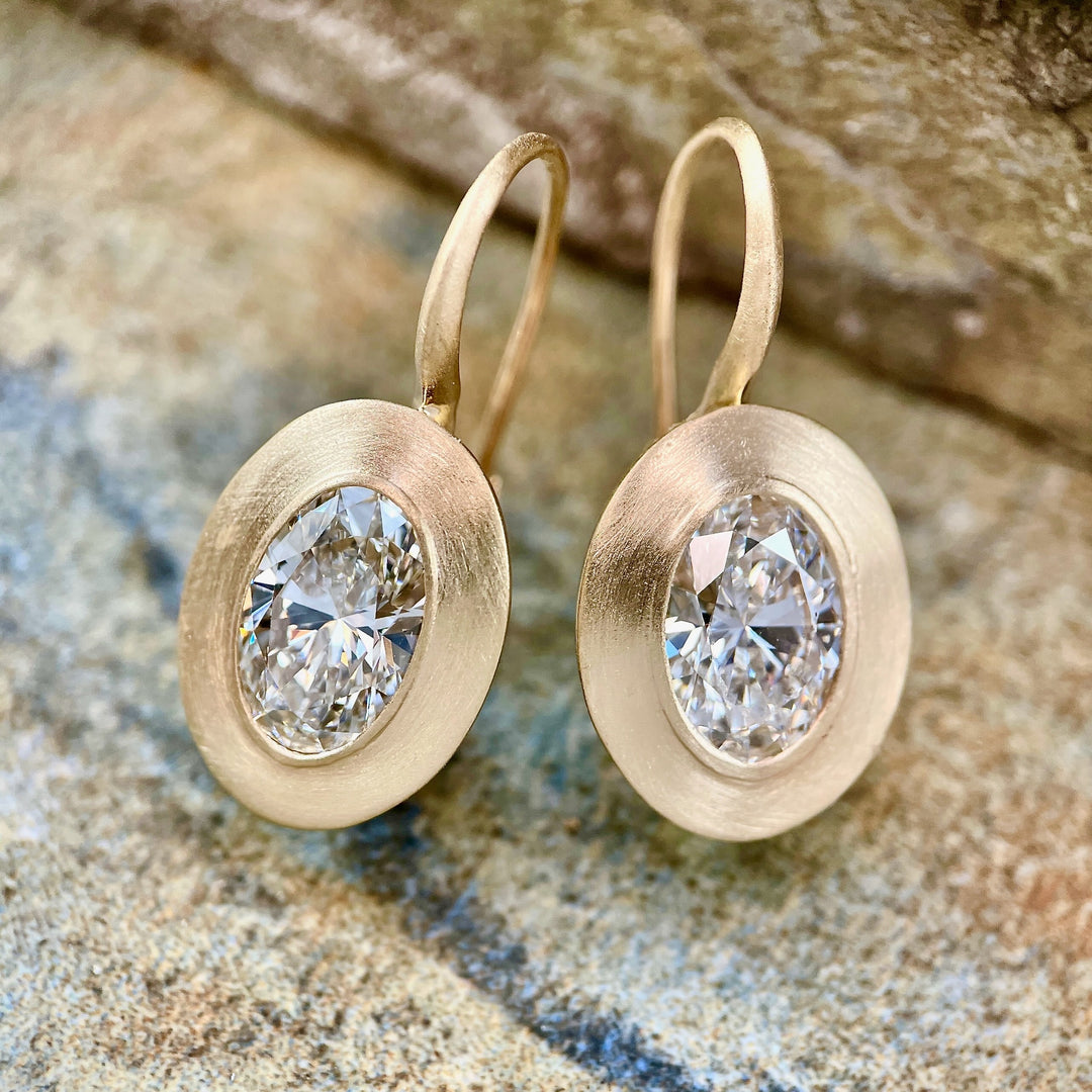 Oval Lab Grown Diamond Drop Earrings - SOLD